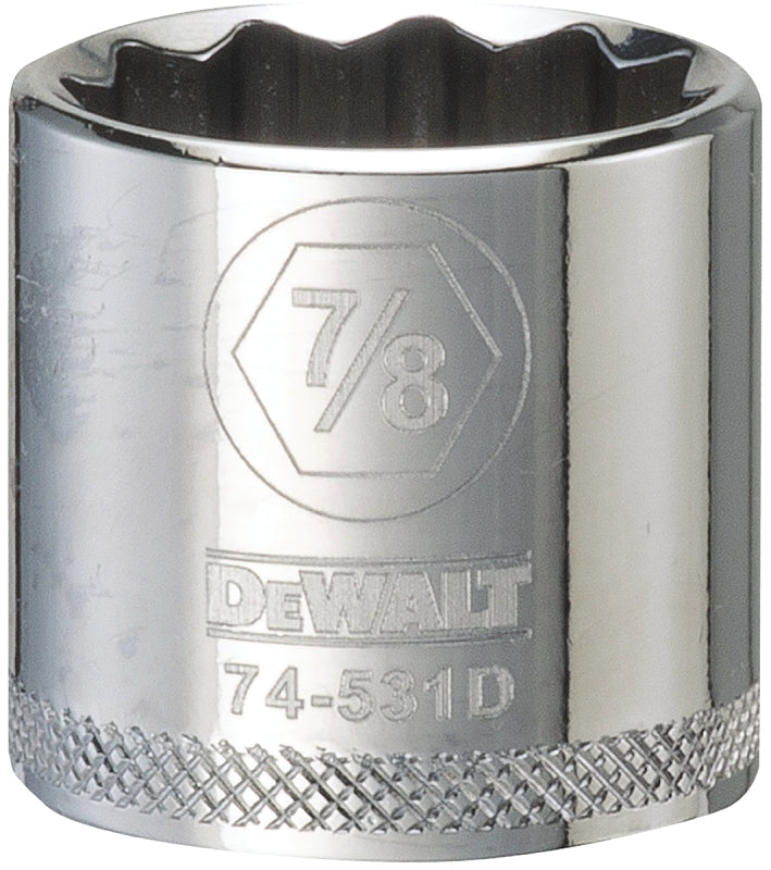 DEWALT DEWALT DWMT74531OSP Drive Hand Socket, 7/8 in Socket, 3/8 in Drive, 12-Point, Steel, Polished Chrome Vanadium