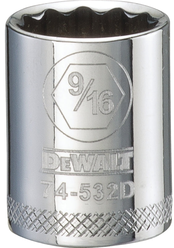 DEWALT DEWALT DWMT74532OSP Drive Hand Socket, 9/16 in Socket, 3/8 in Drive, 12-Point, Steel, Polished Chrome Vanadium TOOLS DEWALT