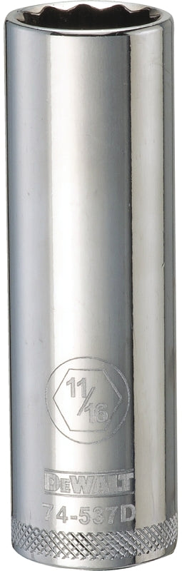 DEWALT DEWALT DWMT74537OSP Drive Socket, 11/16 in Socket, Deep Socket, 3-1/8 in OAL, 1/2 in Drive, 12-Point, Vanadium Steel TOOLS DEWALT