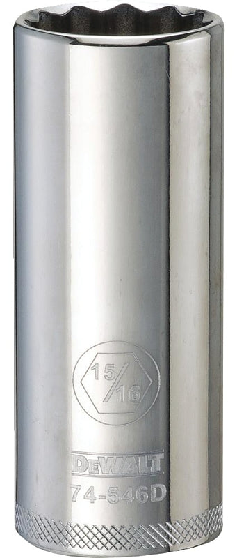 DEWALT DEWALT DWMT74546OSP Drive Hand Socket, 15/16 in Socket, 1/2 in Drive, 12-Point, Steel, Polished Chrome Vanadium TOOLS DEWALT