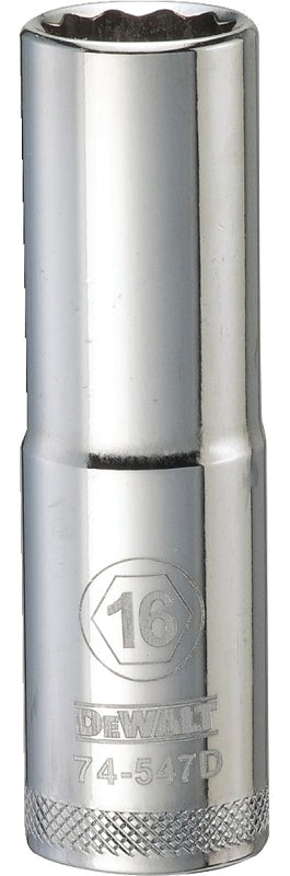 DEWALT DEWALT DWMT74547OSP Drive Socket, 16 mm Socket, Deep Socket, 3-1/8 in OAL, 1/2 in Drive, 12-Point, Vanadium Steel TOOLS DEWALT