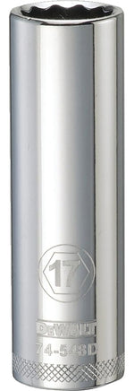 DEWALT DEWALT DWMT74548OSP Drive Socket, 17 mm Socket, Deep Socket, 3-1/8 in OAL, 1/2 in Drive, 12-Point, Vanadium Steel TOOLS DEWALT