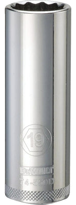 DEWALT DEWALT DWMT74550OSP Drive Hand Socket, 19 mm Socket, 1/2 in Drive, 12-Point, Steel, Polished Chrome Vanadium TOOLS DEWALT