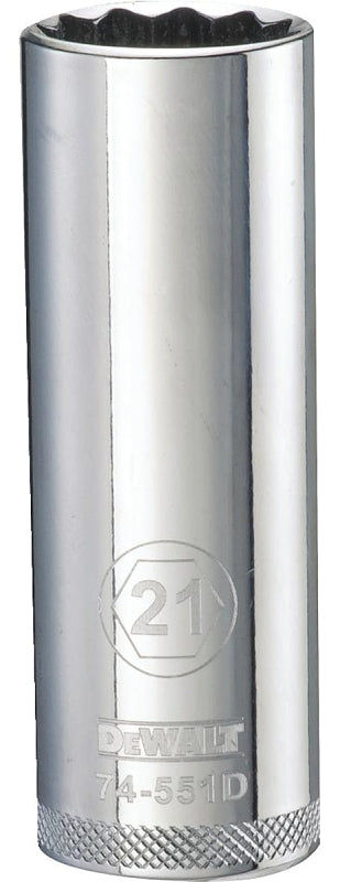 DEWALT DEWALT DWMT74551OSP Drive Socket, 21 mm Socket, Deep Socket, 3-1/8 in OAL, 1/2 in Drive, 12-Point, Vanadium Steel TOOLS DEWALT