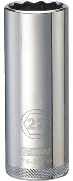 DEWALT DEWALT DWMT74552OSP Drive Hand Socket, 22 mm Socket, 1/2 in Drive, 12-Point, Steel, Polished Chrome Vanadium TOOLS DEWALT