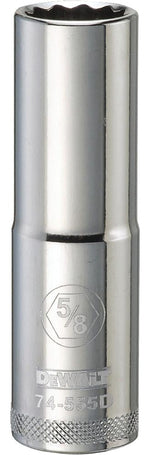 DEWALT DEWALT DWMT74555OSP Drive Hand Socket, 5/8 in Socket, 1/2 in Drive, 12-Point, Steel, Polished Chrome Vanadium TOOLS DEWALT