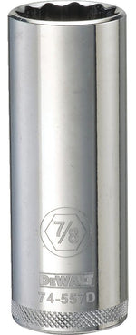 DEWALT DEWALT DWMT74557OSP Drive Hand Socket, 7/8 in Socket, 1/2 in Drive, 12-Point, Steel, Polished Chrome Vanadium