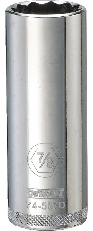 DEWALT DEWALT DWMT74557OSP Drive Hand Socket, 7/8 in Socket, 1/2 in Drive, 12-Point, Steel, Polished Chrome Vanadium