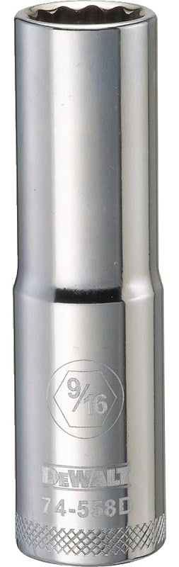 DEWALT DEWALT DWMT74558OSP Drive Hand Socket, 9/16 in Socket, 1/2 in Drive, 12-Point, Steel, Polished Chrome Vanadium TOOLS DEWALT