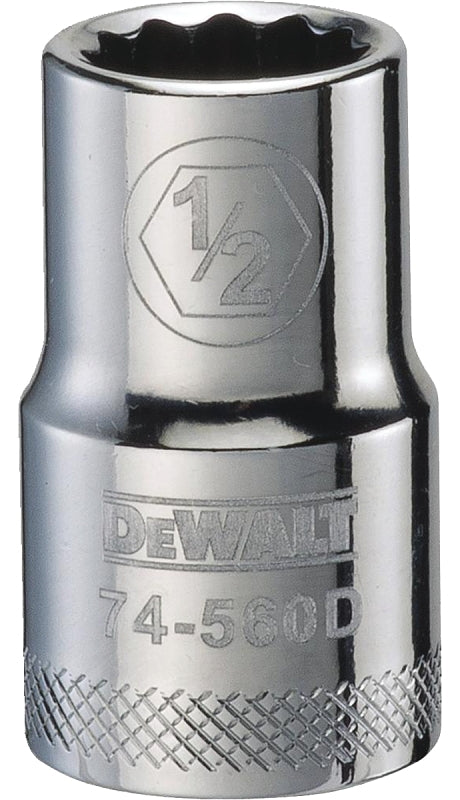 DEWALT DEWALT DWMT74560OSP Drive Socket, 1/2 in Socket, 1-1/2 in OAL, 1/2 in Drive, 12-Point, Vanadium Steel, Polished Chrome TOOLS DEWALT