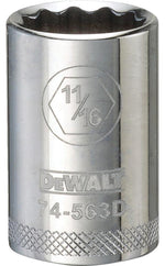 DEWALT DEWALT DWMT74563OSP Drive Hand Socket, 11/16 in Socket, 1/2 in Drive, 12-Point, Steel, Polished Chrome Vanadium TOOLS DEWALT