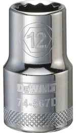 DEWALT DEWALT DWMT74567OSP Drive Hand Socket, 12 mm Socket, 1/2 in Drive, 12-Point, Steel, Polished Chrome Vanadium TOOLS DEWALT