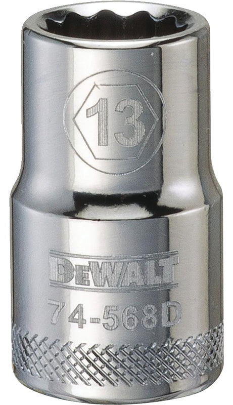 DEWALT DEWALT DWMT74568OSP Drive Socket, 13 mm Socket, 1-1/2 in OAL, 1/2 in Drive, 12-Point, Vanadium Steel, Polished Chrome TOOLS DEWALT