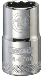 DEWALT DEWALT DWMT74570OSP Drive Socket, 14 mm Socket, 1-1/2 in OAL, 1/2 in Drive, 12-Point, Vanadium Steel, Polished Chrome TOOLS DEWALT