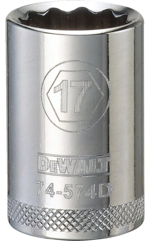 DEWALT DEWALT DWMT74574OSP Drive Socket, 17 mm Socket, 1-1/2 in OAL, 1/2 in Drive, 12-Point, Vanadium Steel, Polished Chrome TOOLS DEWALT