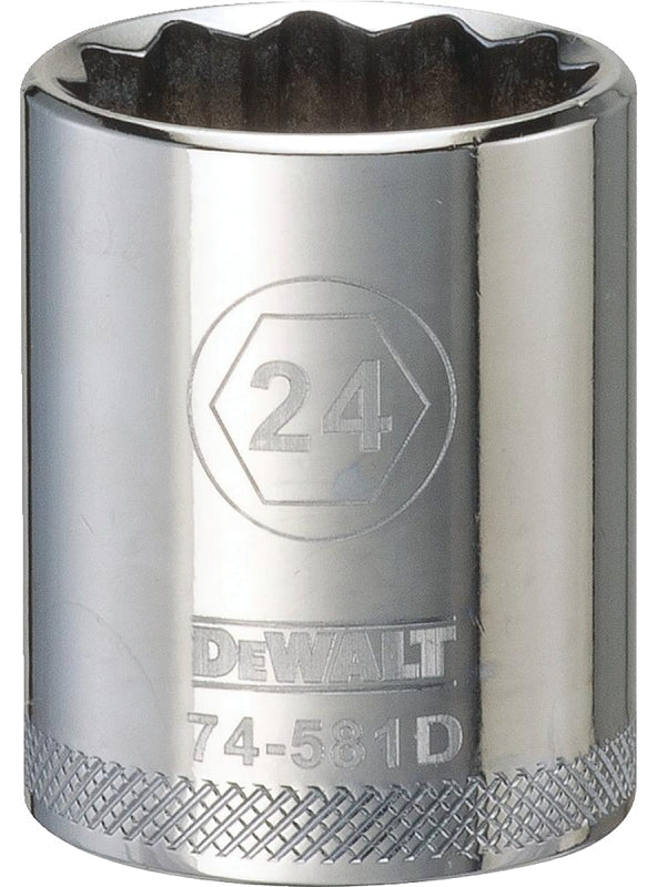 DEWALT DEWALT DWMT74581OSP Drive Hand Socket, 24 mm Socket, 1/2 in Drive, 12-Point, Steel, Polished Chrome Vanadium TOOLS DEWALT