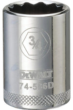 DEWALT DEWALT DWMT74586OSP Drive Hand Socket, 3/4 in Socket, 1/2 in Drive, 12-Point, Steel, Polished Chrome Vanadium TOOLS DEWALT