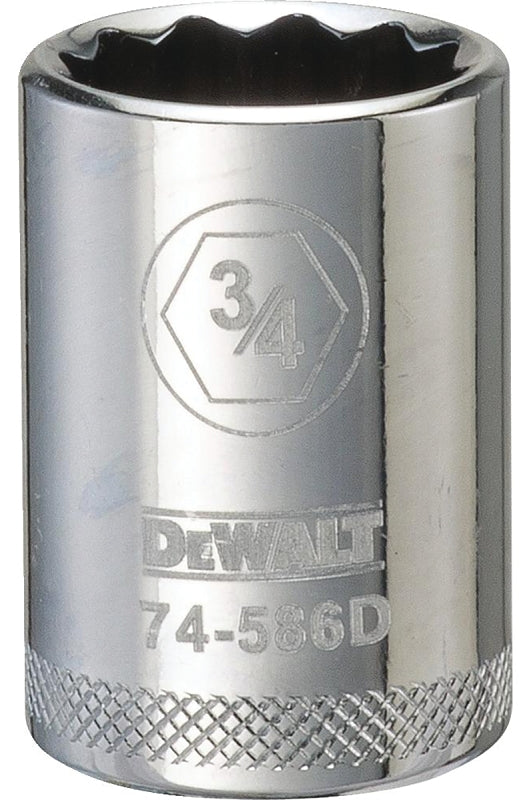 DEWALT DEWALT DWMT74586OSP Drive Hand Socket, 3/4 in Socket, 1/2 in Drive, 12-Point, Steel, Polished Chrome Vanadium TOOLS DEWALT