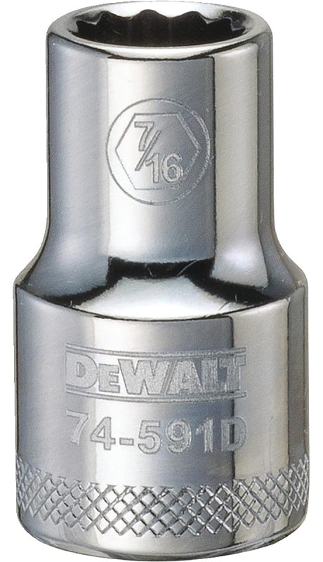 DEWALT DEWALT DWMT74591OSP Drive Hand Socket, 7/16 in Socket, 1/2 in Drive, 12-Point, Steel, Polished Chrome Vanadium TOOLS DEWALT