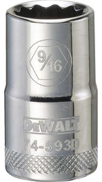 DEWALT DEWALT DWMT74593OSP Drive Hand Socket, 9/16 in Socket, 1/2 in Drive, 12-Point, Steel, Polished Chrome Vanadium TOOLS DEWALT