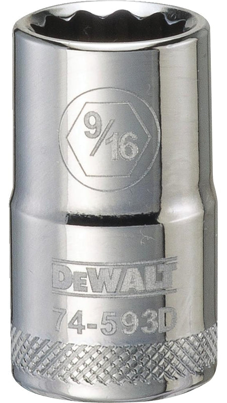 DEWALT DEWALT DWMT74593OSP Drive Hand Socket, 9/16 in Socket, 1/2 in Drive, 12-Point, Steel, Polished Chrome Vanadium TOOLS DEWALT