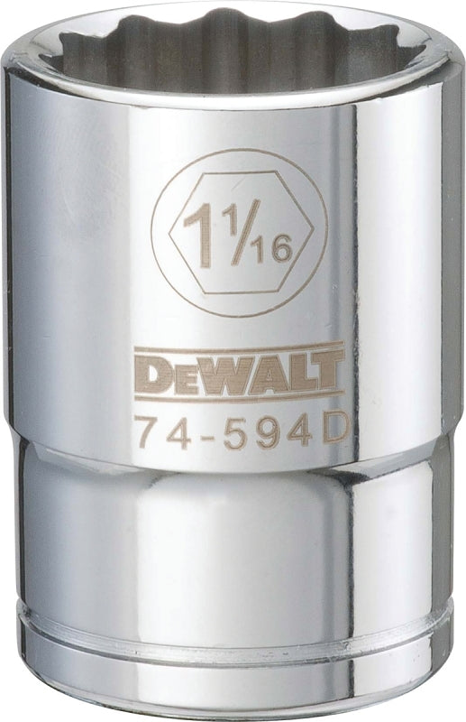 DEWALT DEWALT DWMT74594OSP Drive Hand Socket, 1-1/16 in Socket, 3/4 in Drive, 12-Point, Steel, Polished Chrome Vanadium TOOLS DEWALT