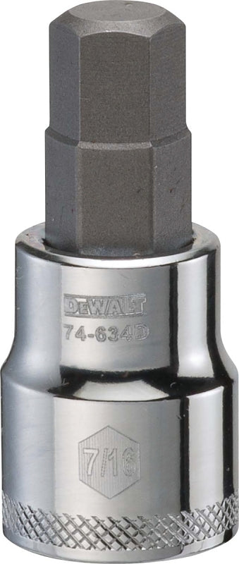 DEWALT DEWALT DWMT74634OSP Fractional Hex Bit Socket, 7/16 in Tip, 3/8 in Drive, Polished Chrome, 1-31/32 in OAL TOOLS DEWALT