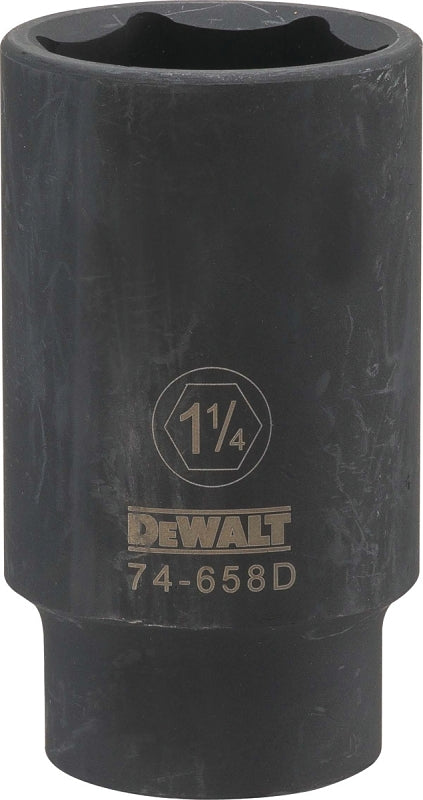 DEWALT DEWALT DWMT74658OSP Impact Socket, 1-1/4 in Socket, 1/2 in Drive, 6-Point, CR-440 Steel, Black Oxide TOOLS DEWALT