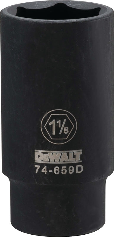 DEWALT DEWALT DWMT74659OSP Impact Socket, 1-1/8 in Socket, 1/2 in Drive, 6-Point, CR-440 Steel, Black Oxide TOOLS DEWALT