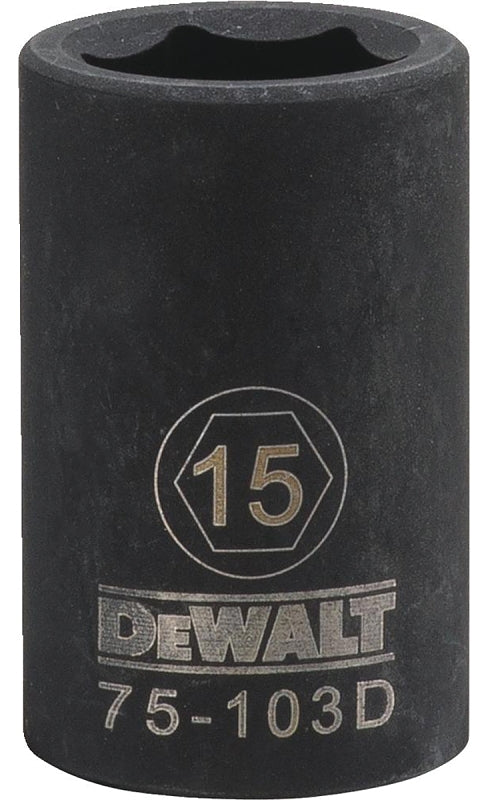DEWALT DEWALT DWMT75103OSP Deep Impact Socket, 15 mm Socket, 15/32 in D Socket, 1/2 in Drive, 6-Point, Steel, Black Oxide TOOLS DEWALT