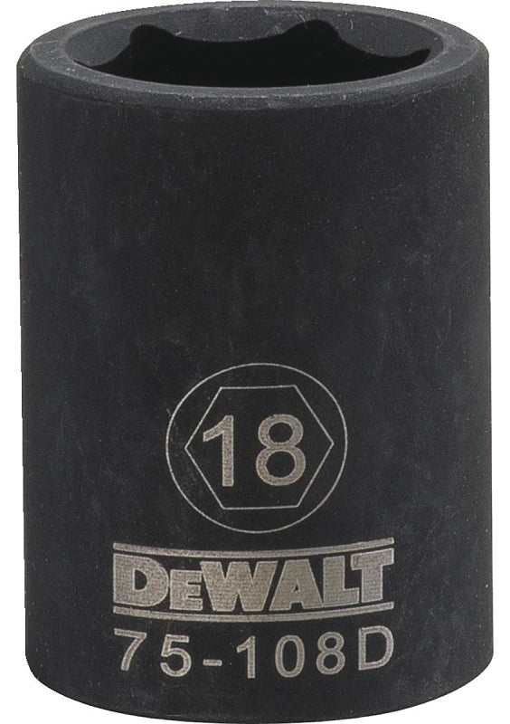DEWALT DEWALT DWMT75108OSP Impact Socket, 18 mm Socket, 1/2 in Drive, 6-Point, CR-440 Steel, Black Oxide TOOLS DEWALT