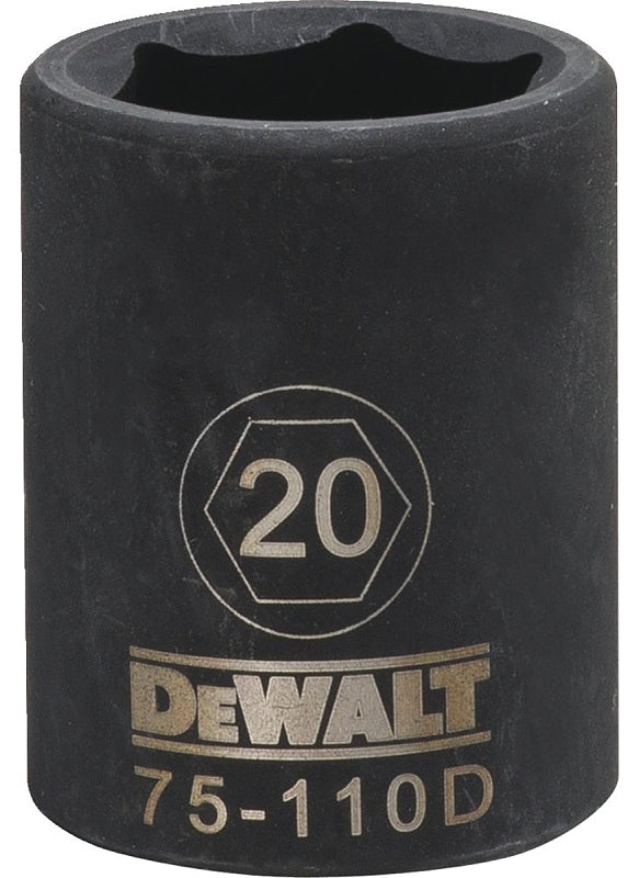 DEWALT DEWALT DWMT75110OSP Deep Impact Socket, 20 mm Socket, 1/2 in D Socket, 1/2 in Drive, 6-Point, Steel, Black Oxide TOOLS DEWALT