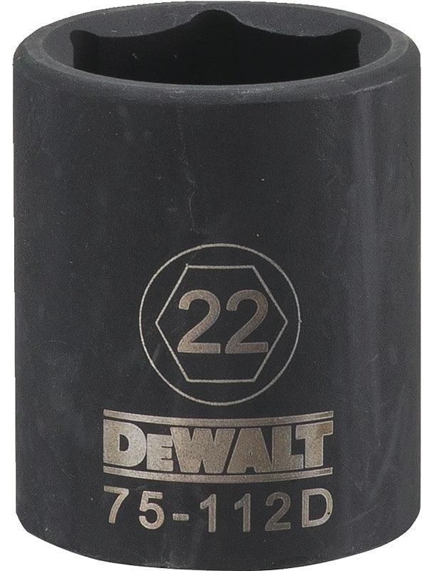 DEWALT DEWALT DWMT75112OSP Impact Socket, 22 mm Socket, 1/2 in Drive, 6-Point, CR-440 Steel, Black Oxide TOOLS DEWALT