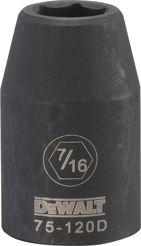 DEWALT DEWALT DWMT75120OSP Impact Socket, 7/16 in Socket, 1/2 in Drive, 6-Point, CR-440 Steel, Black Oxide TOOLS DEWALT