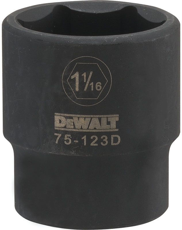 DEWALT DEWALT DWMT75123OSP Impact Socket, 1-1/16 in Socket, 1/2 in Drive, 6-Point, Chrome Vanadium Steel, Chrome-Plated TOOLS DEWALT