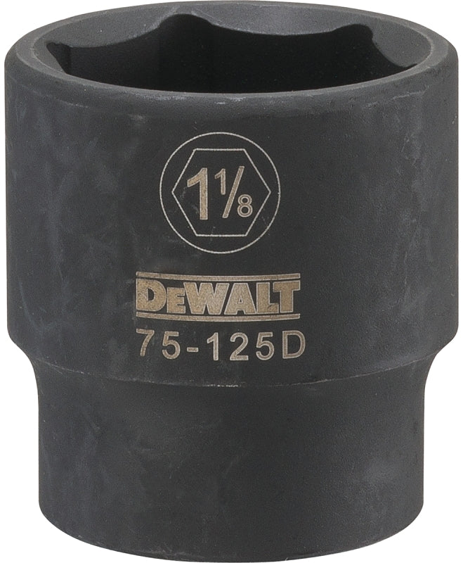 DEWALT DEWALT DWMT75125OSP Impact Socket, 1-1/8 in Socket, 1/2 in Drive, 6-Point, CR-440 Steel, Black Oxide