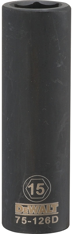 DEWALT DEWALT DWMT75126OSP Deep Impact Socket, 15 mm Socket, 23/32 in D Socket, 1/2 in Drive, 6-Point, Steel, Black Oxide TOOLS DEWALT