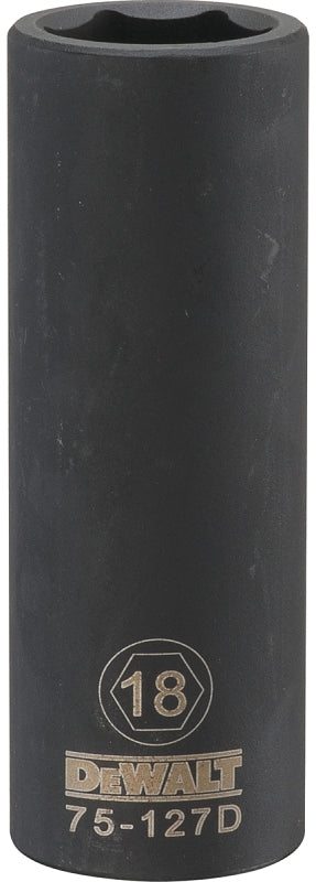 DEWALT DEWALT DWMT75127OSP Impact Socket, 18 mm Socket, 1/2 in Drive, 6-Point, Chrome Vanadium Steel, Chrome-Plated TOOLS DEWALT