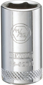 DEWALT DEWALT DWMT86027OSP Drive Hand Socket, 11/32 in Socket, 1/4 in Drive, 6-Point, Steel, Polished Chrome Vanadium TOOLS DEWALT