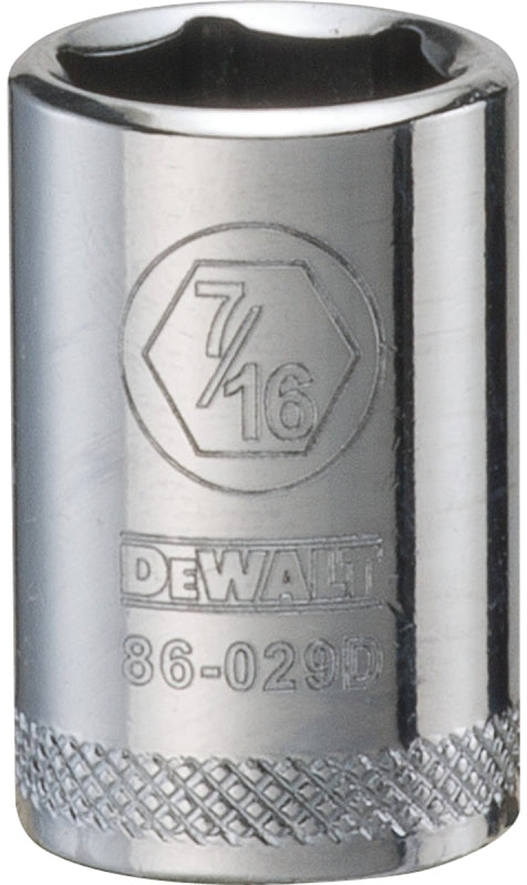 DEWALT DEWALT DWMT86029OSP Drive Hand Socket, 7/16 in Socket, 1/4 in Drive, 6-Point, Steel, Polished Chrome Vanadium TOOLS DEWALT