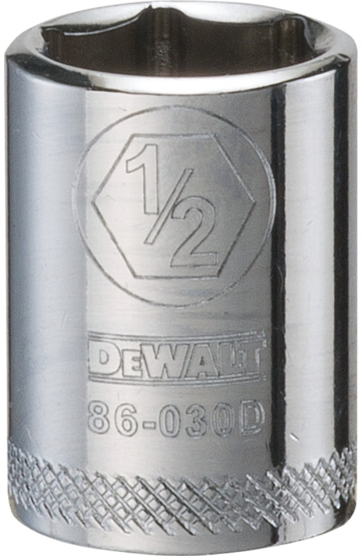 DEWALT DEWALT DWMT86030OSP Drive Hand Socket, 1/2 in Socket, 1/4 in Drive, 6-Point, Steel, Polished Chrome Vanadium