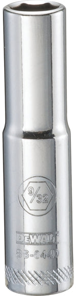DEWALT DEWALT DWMT86044OSP Drive Hand Socket, 9/32 in Socket, 1/4 in Drive, 6-Point, Steel, Polished Chrome Vanadium TOOLS DEWALT
