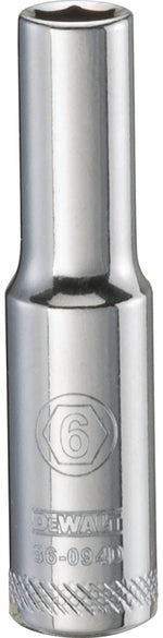 DEWALT DEWALT DWMT86094OSP Drive Hand Socket, 6 mm Socket, 1/4 in Drive, 6-Point, Steel, Polished Chrome Vanadium TOOLS DEWALT