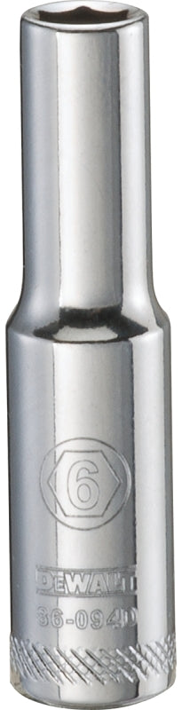 DEWALT DEWALT DWMT86094OSP Drive Hand Socket, 6 mm Socket, 1/4 in Drive, 6-Point, Steel, Polished Chrome Vanadium TOOLS DEWALT