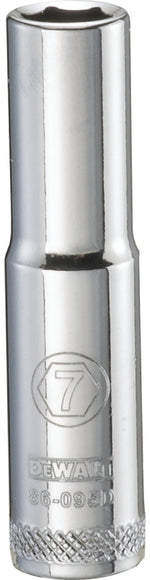 DEWALT DEWALT DWMT86095OSP Drive Hand Socket, 7 mm Socket, 1/4 in Drive, 6-Point, Steel, Polished Chrome Vanadium TOOLS DEWALT