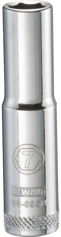DEWALT DEWALT DWMT86095OSP Drive Hand Socket, 7 mm Socket, 1/4 in Drive, 6-Point, Steel, Polished Chrome Vanadium TOOLS DEWALT