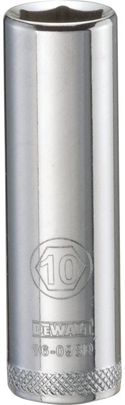 DEWALT DEWALT DWMT86098OSP Drive Hand Socket, 10 mm Socket, 1/4 in Drive, 6-Point, Steel, Polished Chrome Vanadium TOOLS DEWALT