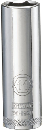 DEWALT DEWALT DWMT86099OSP Drive Hand Socket, 11 mm Socket, 1/4 in Drive, 6-Point, Steel, Polished Chrome Vanadium TOOLS DEWALT
