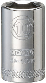 DEWALT DEWALT DWMT86107OSP Drive Hand Socket, 10 mm Socket, 1/4 in Drive, 6-Point, Steel, Polished Chrome Vanadium TOOLS DEWALT