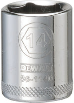 DEWALT DEWALT DWMT86114OSP Drive Hand Socket, 14 mm Socket, 1/4 in Drive, 6-Point, Steel, Polished Chrome Vanadium TOOLS DEWALT